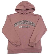 Růžová mikina s nápisem a kapucí Primark