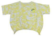 Bielo-žlté batikované crop tričko s citronem Primark