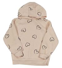 Světlerůžová mikina se srdíčkem a kapucí Primark