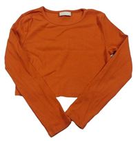 Oranžové rebrované crop tričko Matalan
