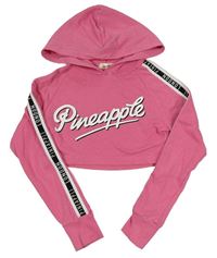 Ružová crop mikina s logom a kapucňou zn. Pineapple