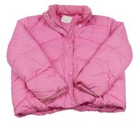 Ružová šušťáková prešívaná crop zimná bunda River Island