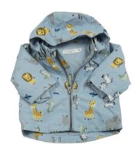 Světlemodrá šusťáková jarní bunda se zvířátky a kapucí Name it