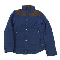 Tmavomodro-hnědá šusťáková zimní bunda 