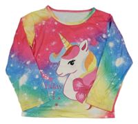 Barevné vzorované triko s jednorožcem