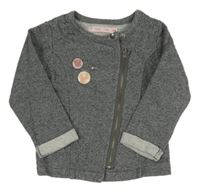 Sivo-strieborná prepínaci mikina s nášivkami Gémo