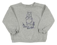 Sivá melírovaná oversize mikina s medvídkem Pú Disney