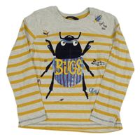 Šedo-žluté pruhované triko s broukem George 