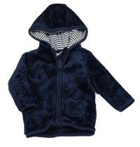 Tmavomodrá plyšová prepínaci mikina s medvedíkmi a kapucňou Topomini