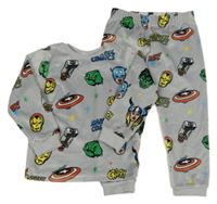 Šedé plyšové pyžamo s hrdiny Marvel