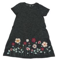 Šedé teplákové šaty s kytičkami Primark