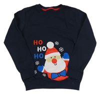 Tmavomodrá vianočná mikina so Santou