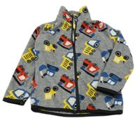 Sivá zamatová prepínaci mikina s autami