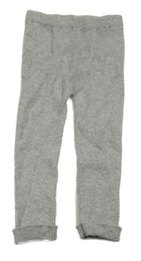 Sivé rebrované pletené legíny Primark