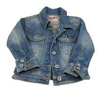 Modrá riflová bunda s motýlem z flitrů Vingino