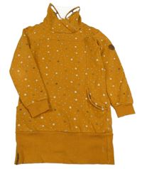 Medová dlhá mikina s kytikami a komínovým golierom Yigga