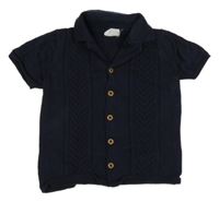 Tmavomodré pletené prepínaci svetrové tričko s golierikom F&F