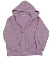 Lila prepínaci mikina so srdiečkami a kapucňou M&S