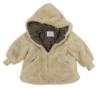 Béžová kožušinová zateplená bunda s kapucňou Zara