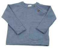 Modrý melírovaný sveter s gombíky Next