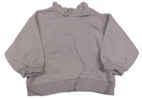 Svetlofialová oversize mikina s volánikmi a nápisom George