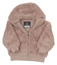 Svetloružová kožušinová podšitá bunda s kapucňou George