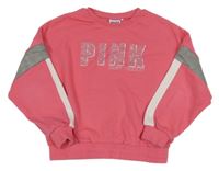 Ružová crop mikina s nápisom a prúžkami Primigi