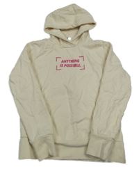 Smotanová mikina s nápisom a kapucňou Yigga