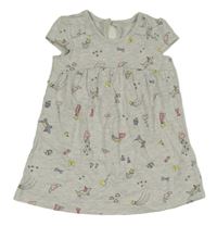 Sivé melírované šaty s pejsky George