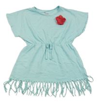 Tyrkysová tunika s strapcemi a květem Matalan