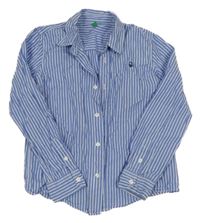 Modro-bílá pruhovaná košile s logem Benetton