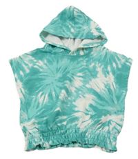 Tyrkysovo-biela vzorovaná tepláková vesta s kapucňou H&M