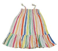 Farebné pruhované žabičkové midi šaty H&M