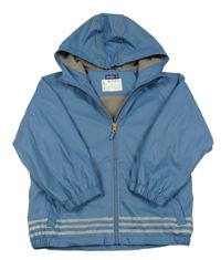 Modrá nepromokavá jarní bunda s pruhy a kapucí Seasons 