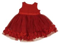 Červené tylové slavnostní šaty s kytičkami Next