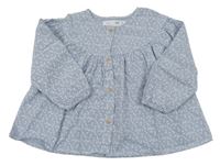 Modro-bílá kostičkovaná halenková tunika Zara 