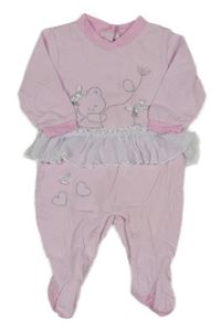 Světlerůžový overal s medvídky a šifonem Bidibimbo