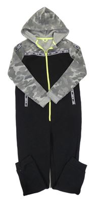 Čierno-sivá tepláková kombinéza s kapucňou Primark