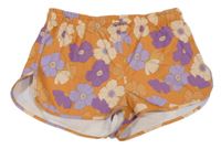 Oranžovo-fialové květované plážové kraťasy Zara 