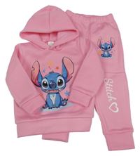 2set - Růžová mikina se Stitchem a kapucí + tepláky 