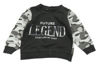 Tmavošedo-army mikina s nápismi