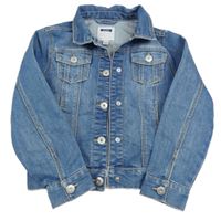 Modrá rifľová crop bunda s golierikom OKaïdi