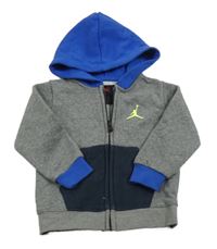 Sivo-zafírová melírovaná prepínaci mikina s logom a kapucňou Air Jordan