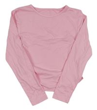 Ružové crop tričko s nařasením