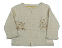 Smetanovo-světlešedobéžový melírovaný prošívaný vyteplený podšitý kabátek s Pú a Tigrom PRIMARK