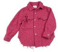 Malinová melírovaná vlnená košeľová bunda ZARA