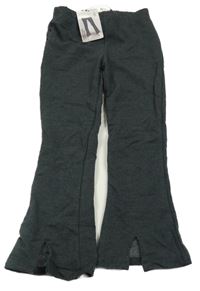 Nové - tmavošedé melírované flare teplé tepláky L&D