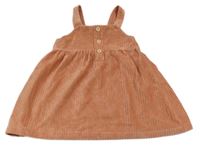 Skořicové rebrované zamatové šaty s gombíkmi Topomini