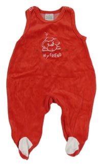 Červeno-bílé sametové dupačky so zvieratkom