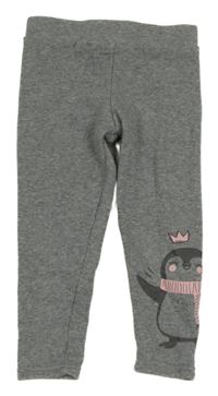 Sivé melírované teplákové teplákové legíny s tučňáčkem PRIMARK